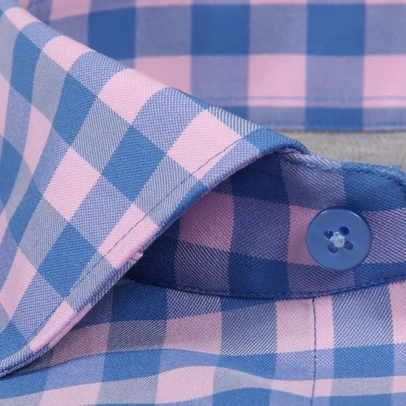 Twillory- Trendsetter- Performance Pink Blue Gingham- Tailored Fit- 15.5 / 32-33 - Picture 2 of 5